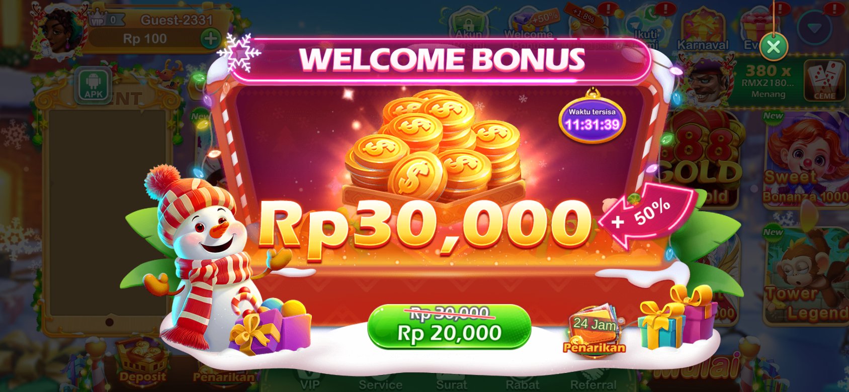 Bonus selamat datang K3K3 4 2 4 831 C dengan diskon spesial untuk pengguna baru.